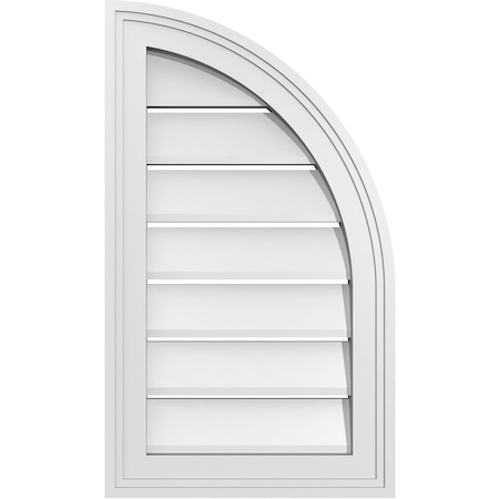 Ekena Millwork Quarter Round Top Right Surface Mount PVC Gable Vent w/ 2"W x 2"P Brickmould Sill Frame, 14"W x 24"H GVPQR14X2403SF